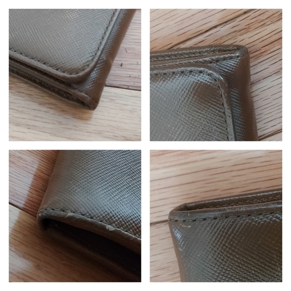 Prada saffiano leather trifold wallet VGUC w/chain & twilly - Picture 9 of 10